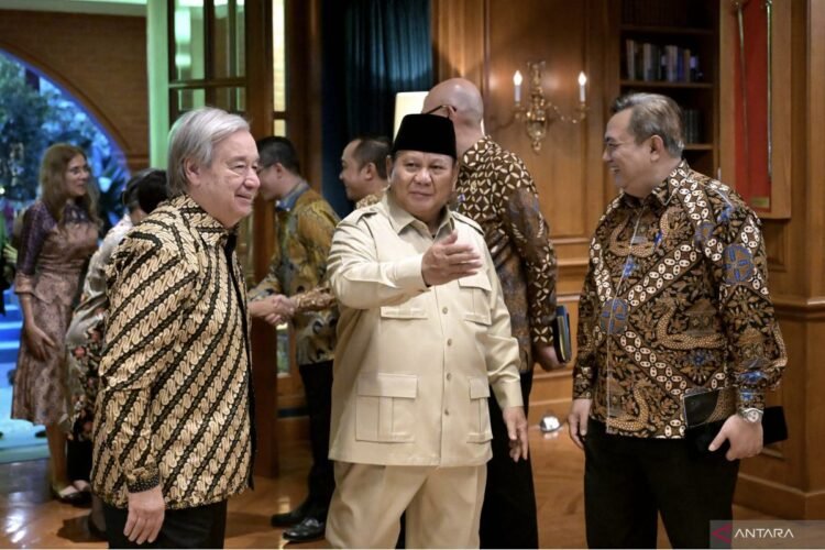 Pertemuan bilateral Presiden Prabowo Subianto dan Sekjen PBB António Guterres di Hambalang